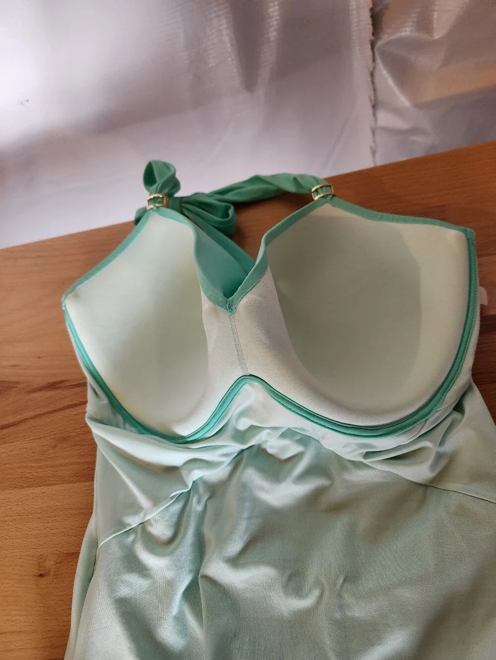 Victoria's Secret Unforgettable One Piece Swimsuit Mint Aqua 38DD NWOT Halter